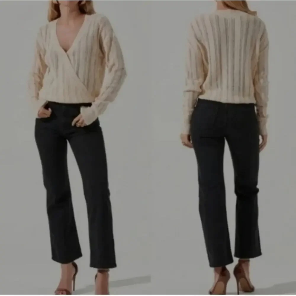 NWT ASTR Wrap Front Pointelle Sweater Size XS